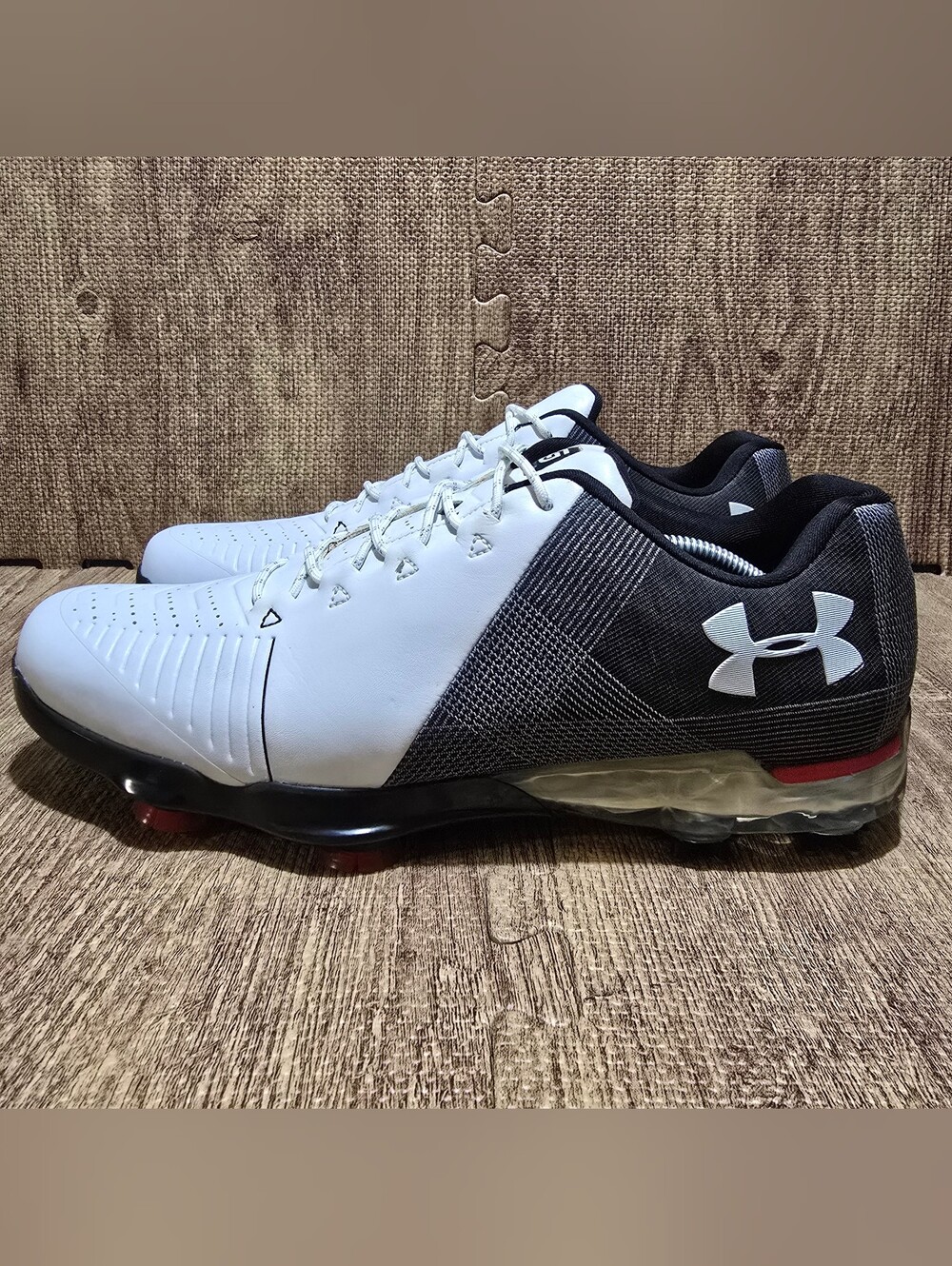 Under Armour Spieth 2 Golf Shoes Size 10 Waterproof Spiked Black Red GORE-TEX